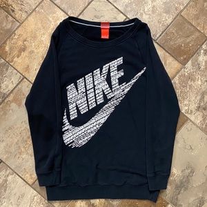 NIKE long oversized black scoop neck sweater